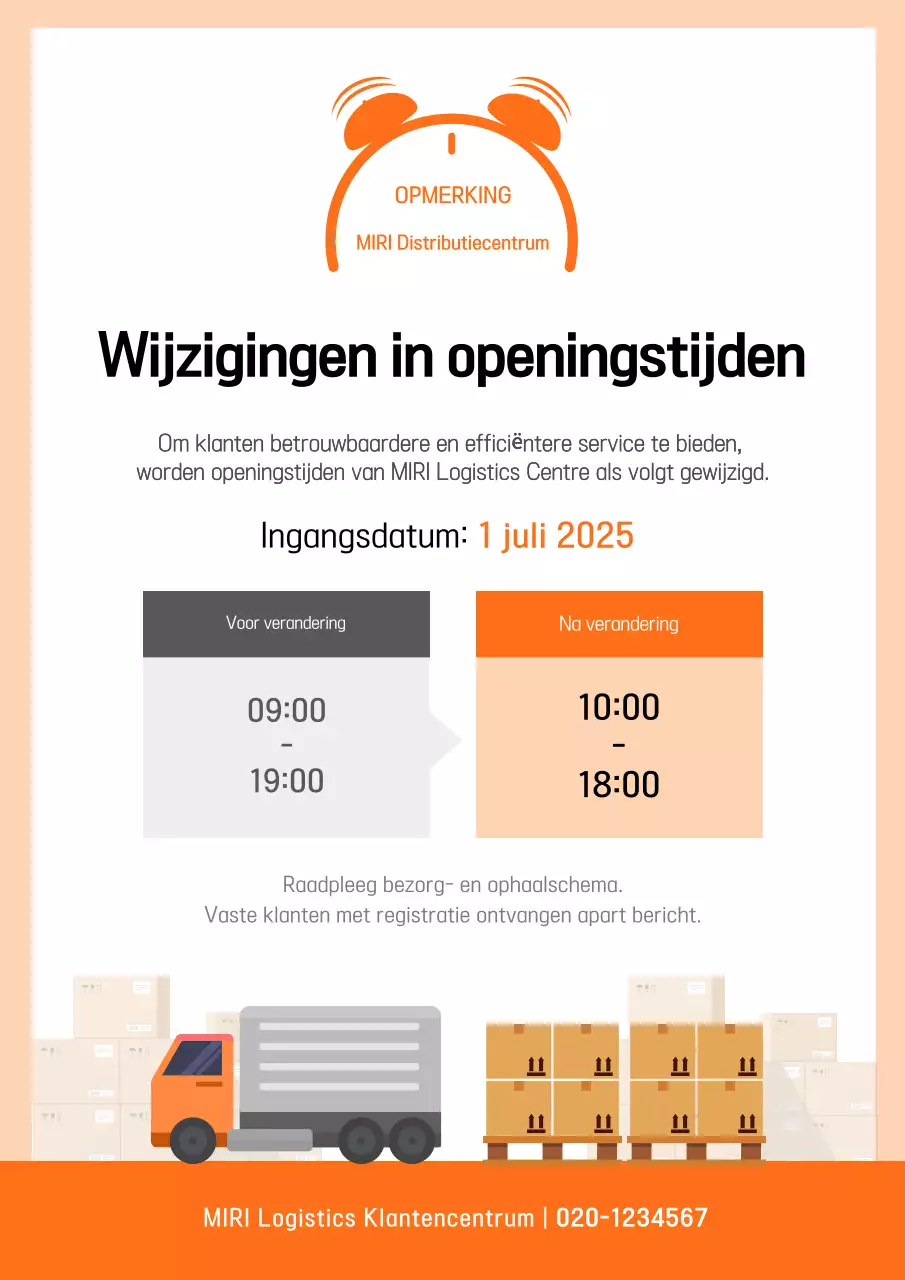 Oranje Eenvoudige Openingstijdengids