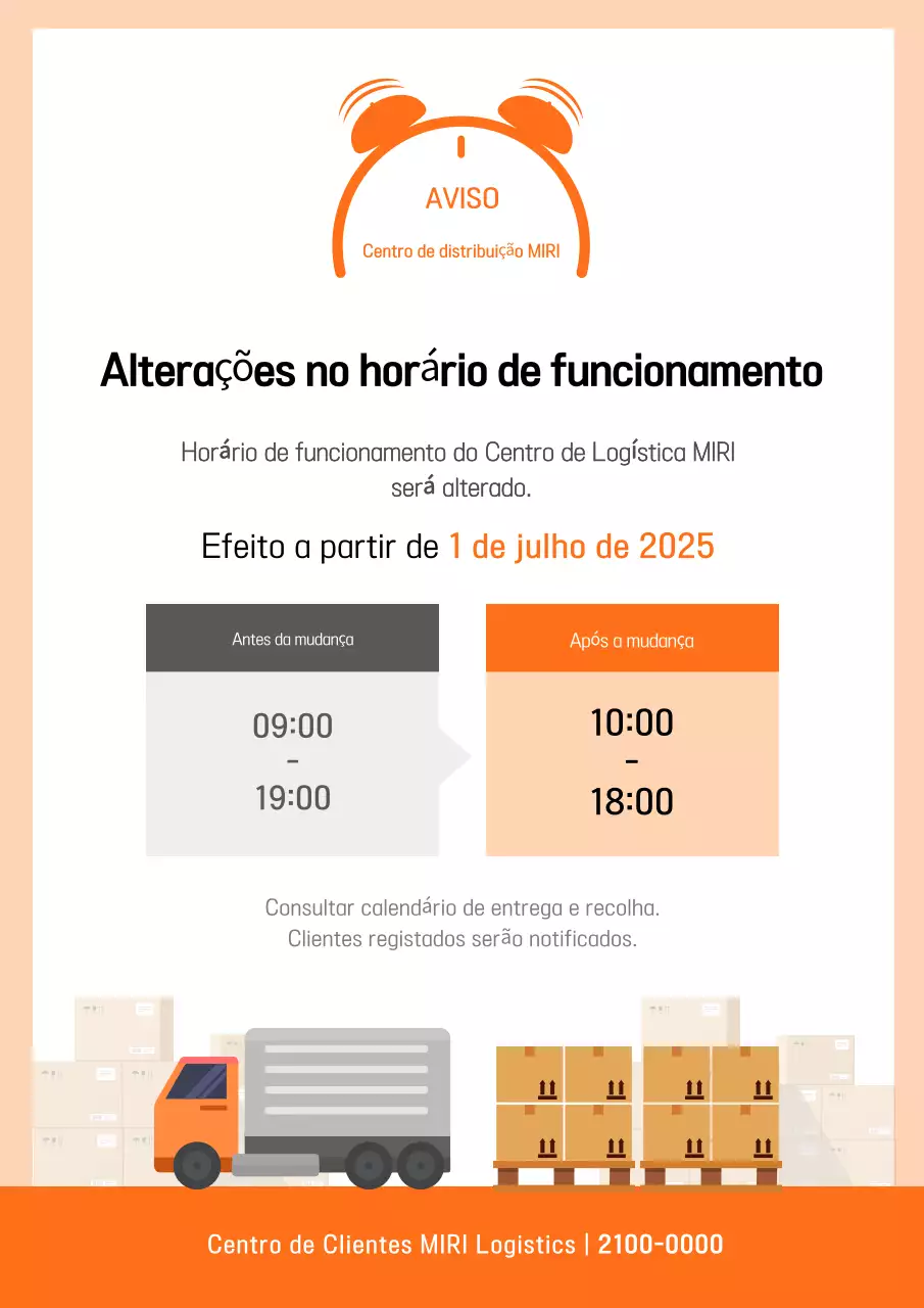 Guia de Horário de Funcionamento Simples da Orange