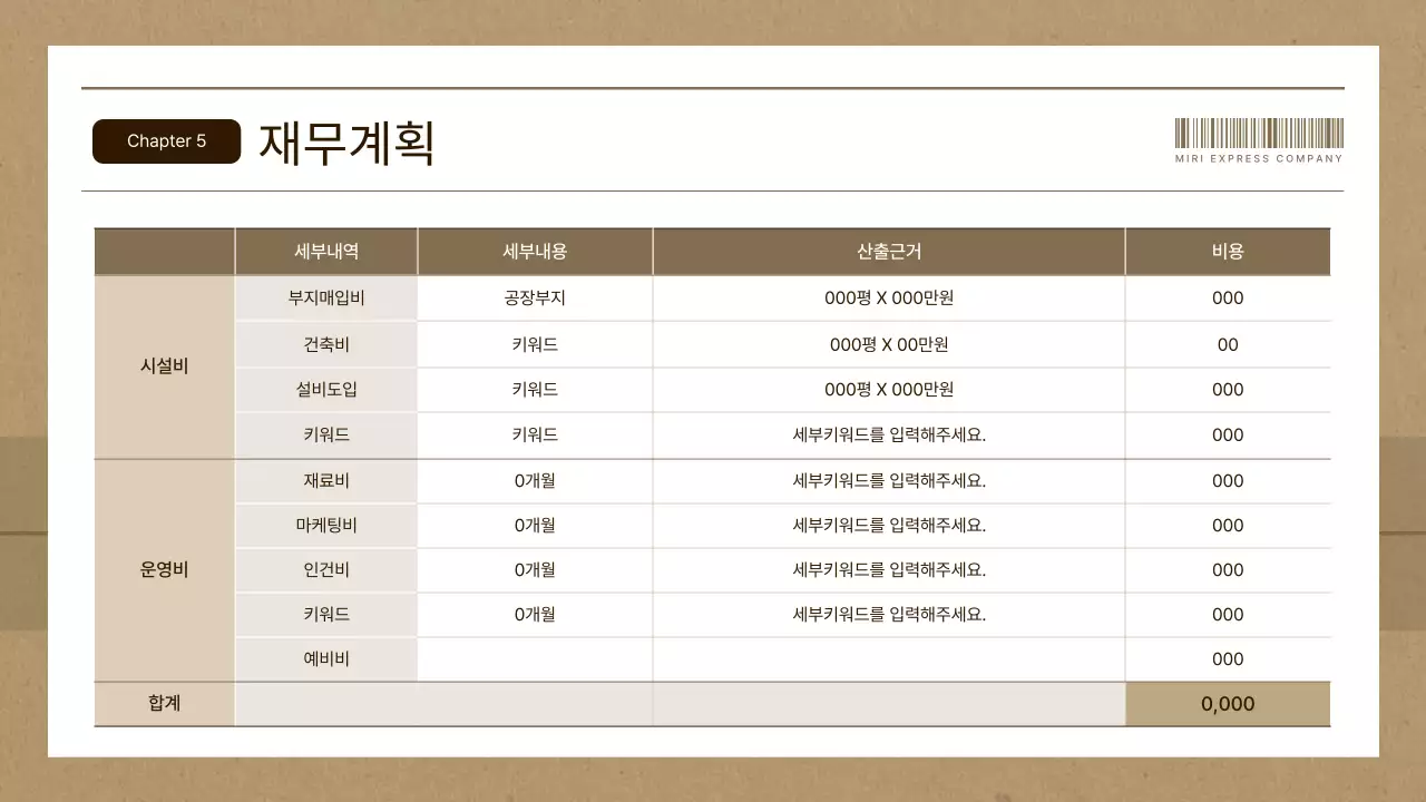 갈색과 베이지의 심플한 택배회사 사업계획서