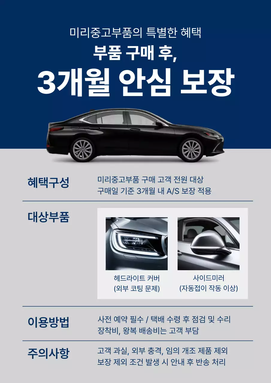 파랑 모던 자동차 부품 구매 보증