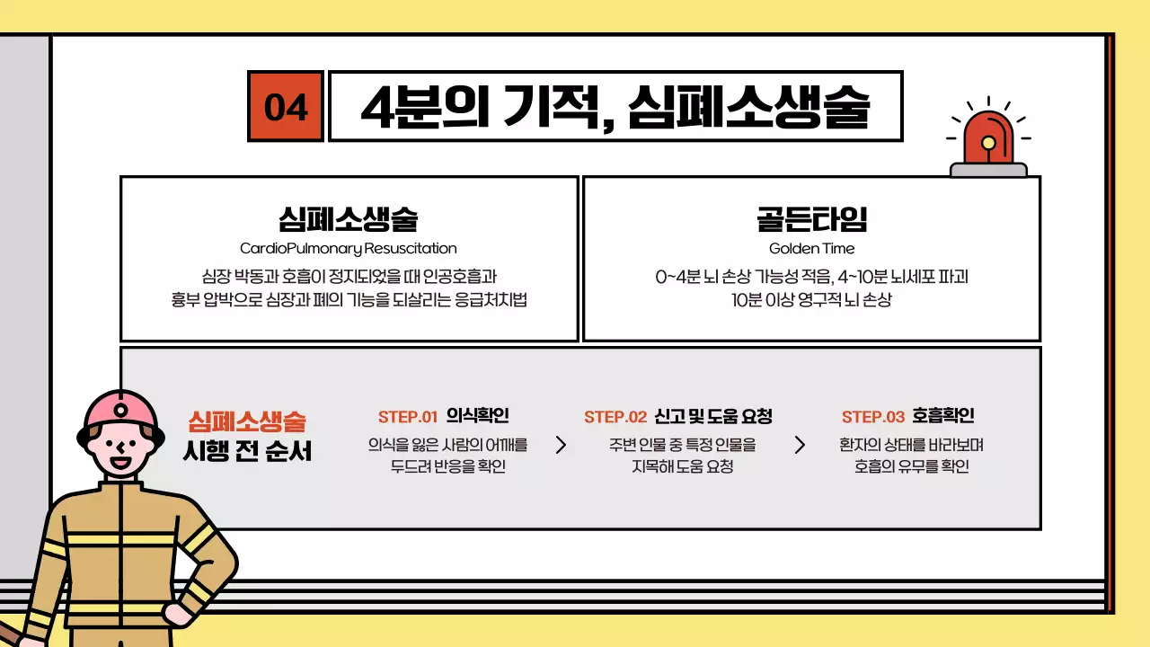 빨강과 노랑의 키치한 소방 안전 교육자료