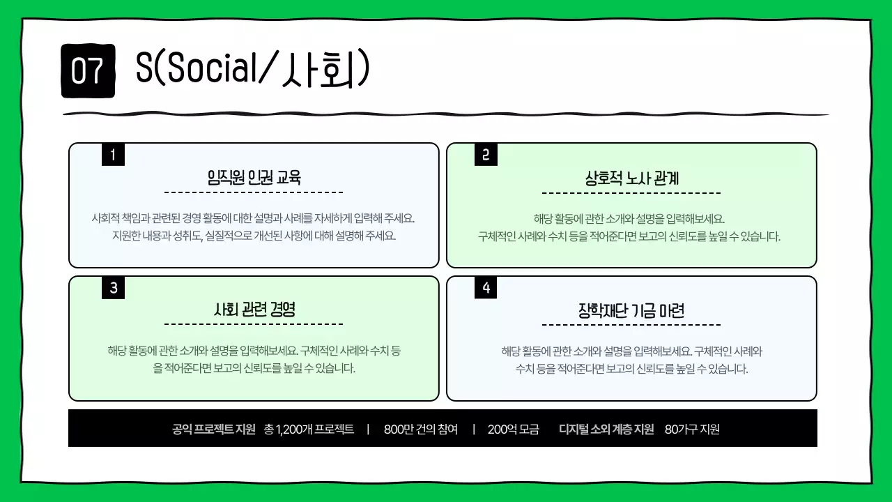 초록색의 키치한 기업 ESG 보고서