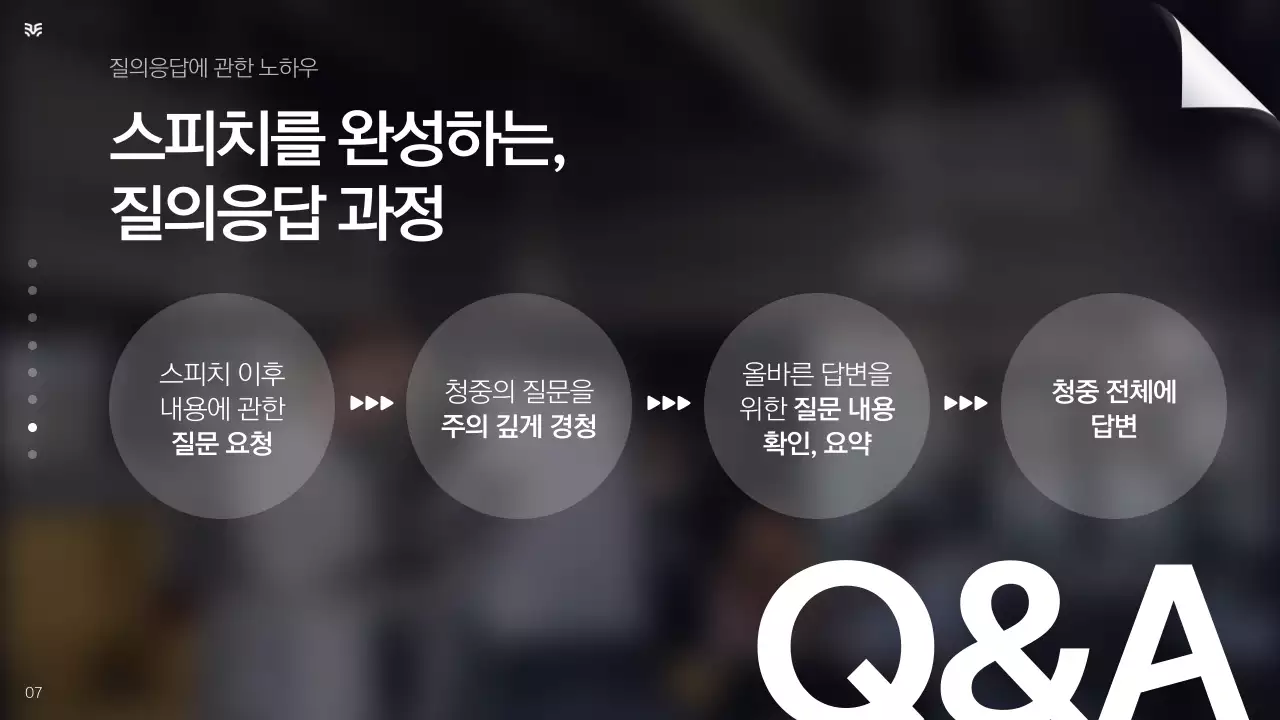 남색 흰색 강조의 심플한 발표 스피치 교육