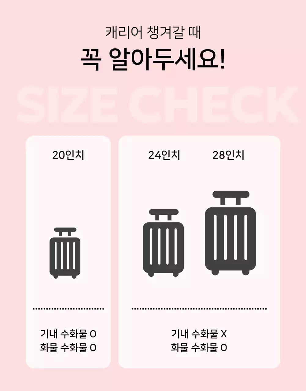 핑크색과 연보라색의 심플한 여행용 캐리어 판매 게시글