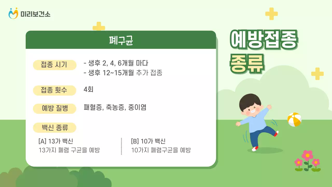 연두와 노랑의 아기자기한 예방 접종 안내서