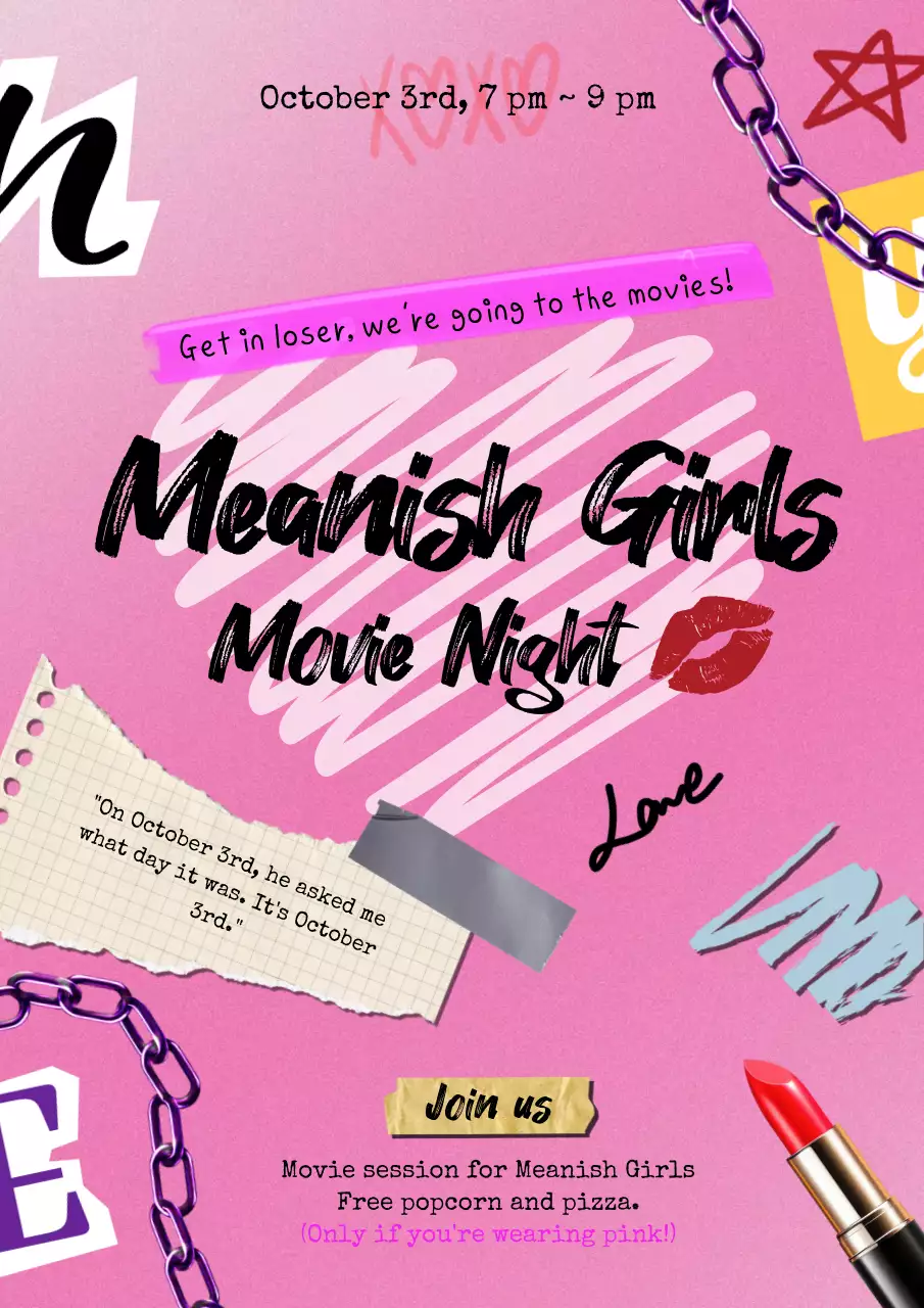 Pink Trendy Movie Event Poster