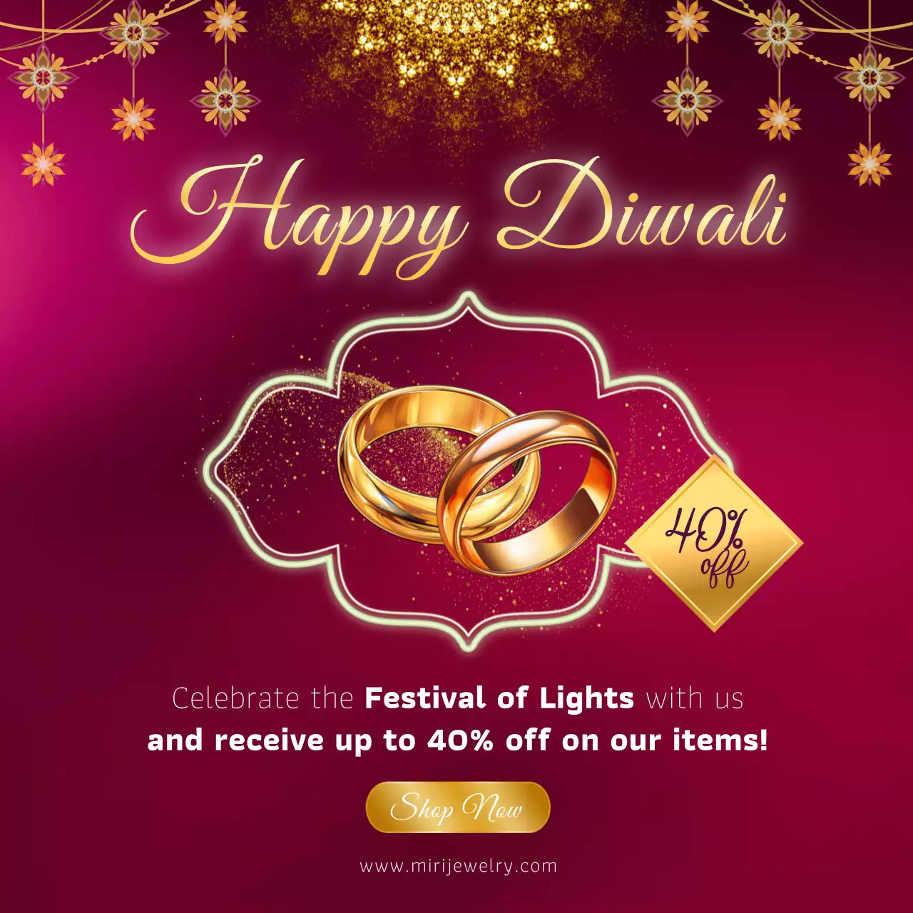 Red and Golden Elegant Diwali Sale Social Media Post