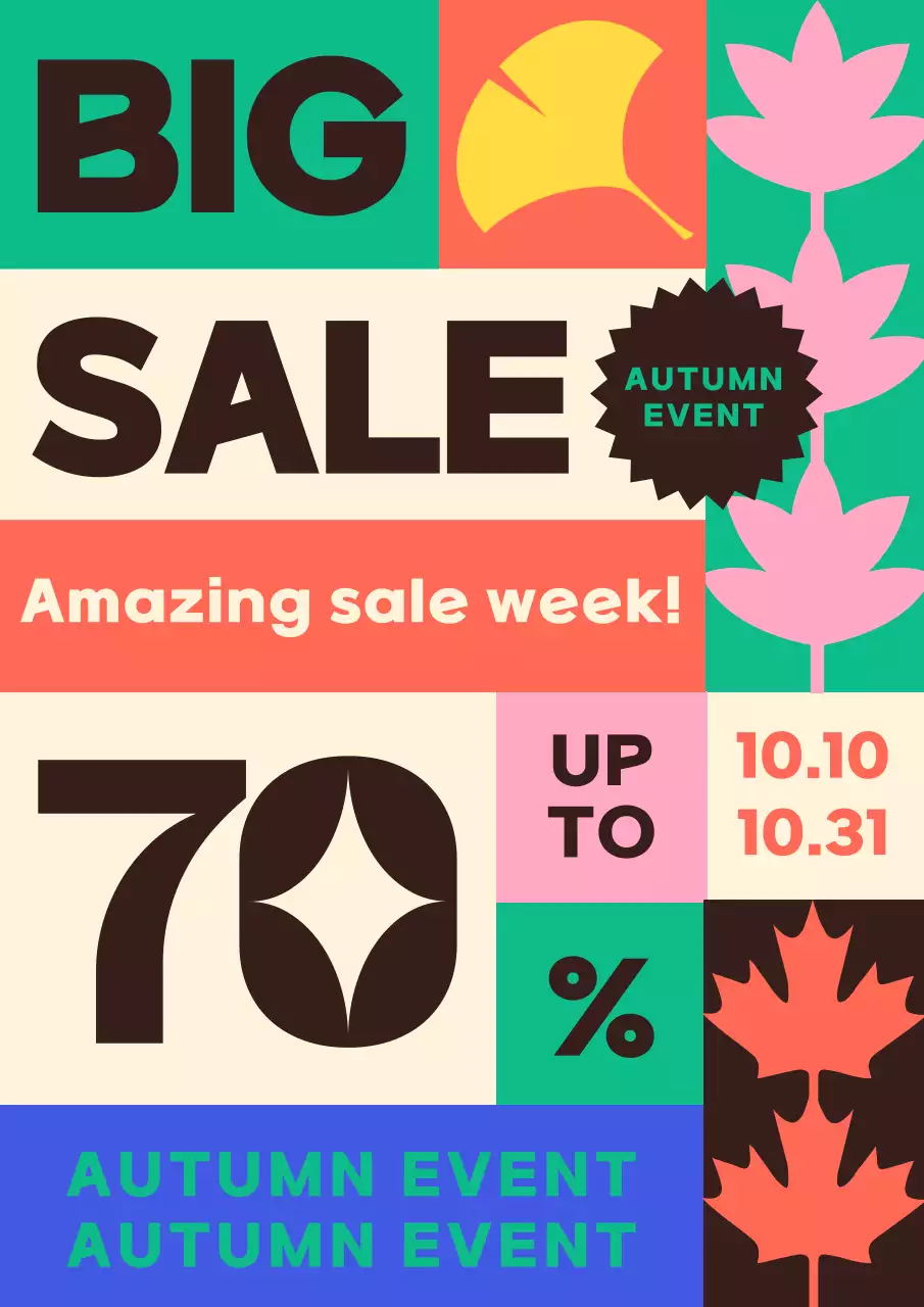 Promote your sale week with stylish percentages in orange and green