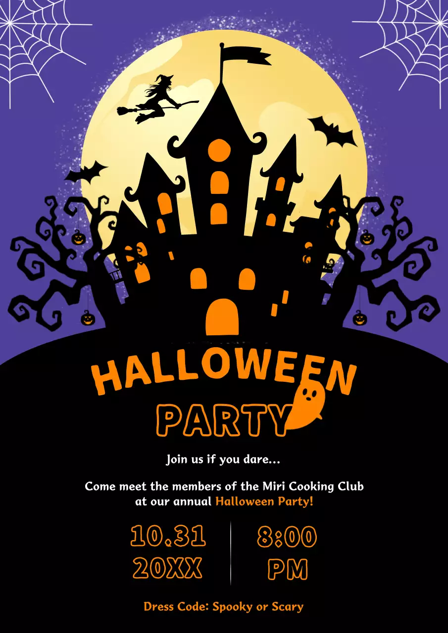 Orange Gothic Halloween Invitation Poster