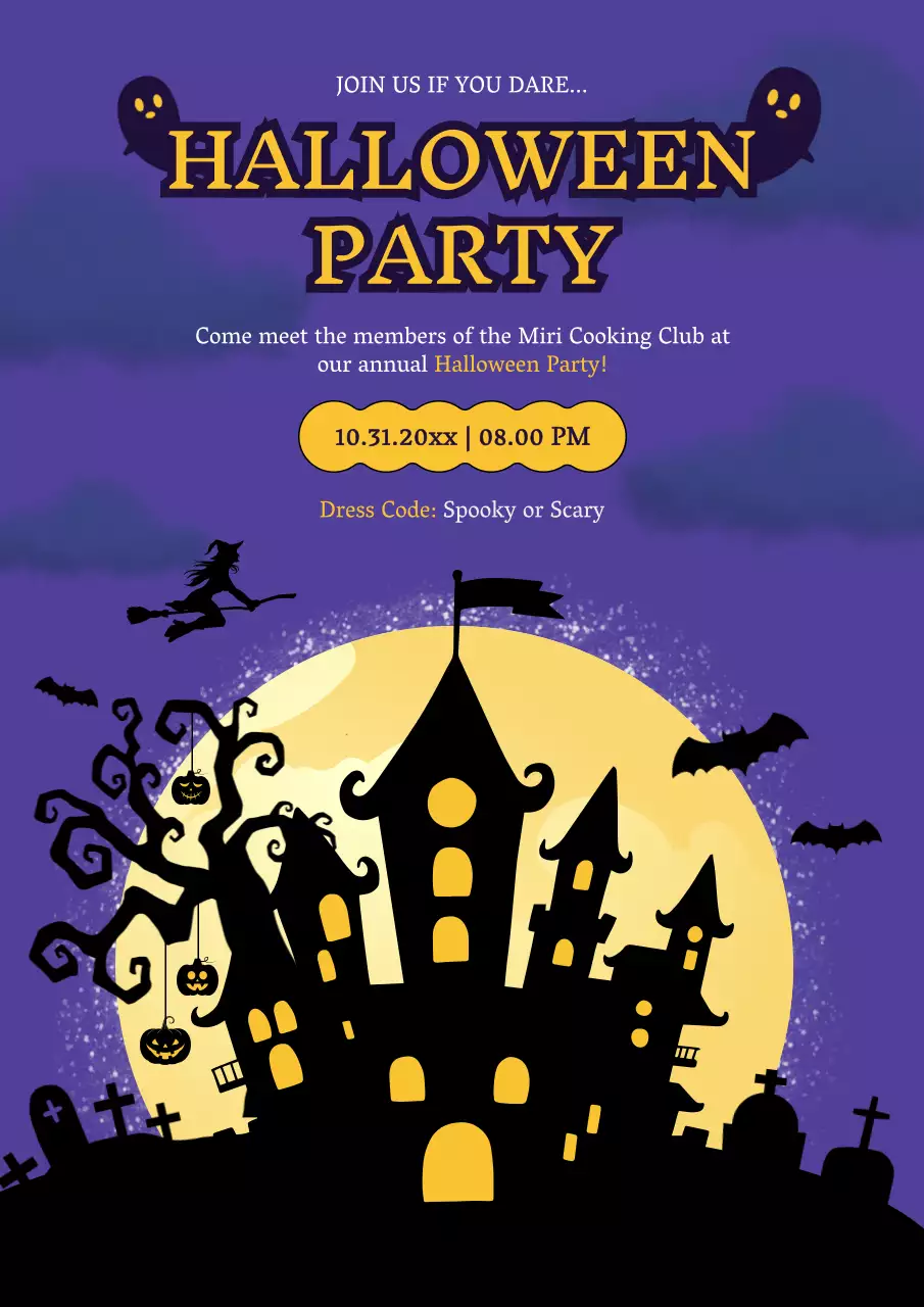 Purple Spooky Halloween Invitation Poster