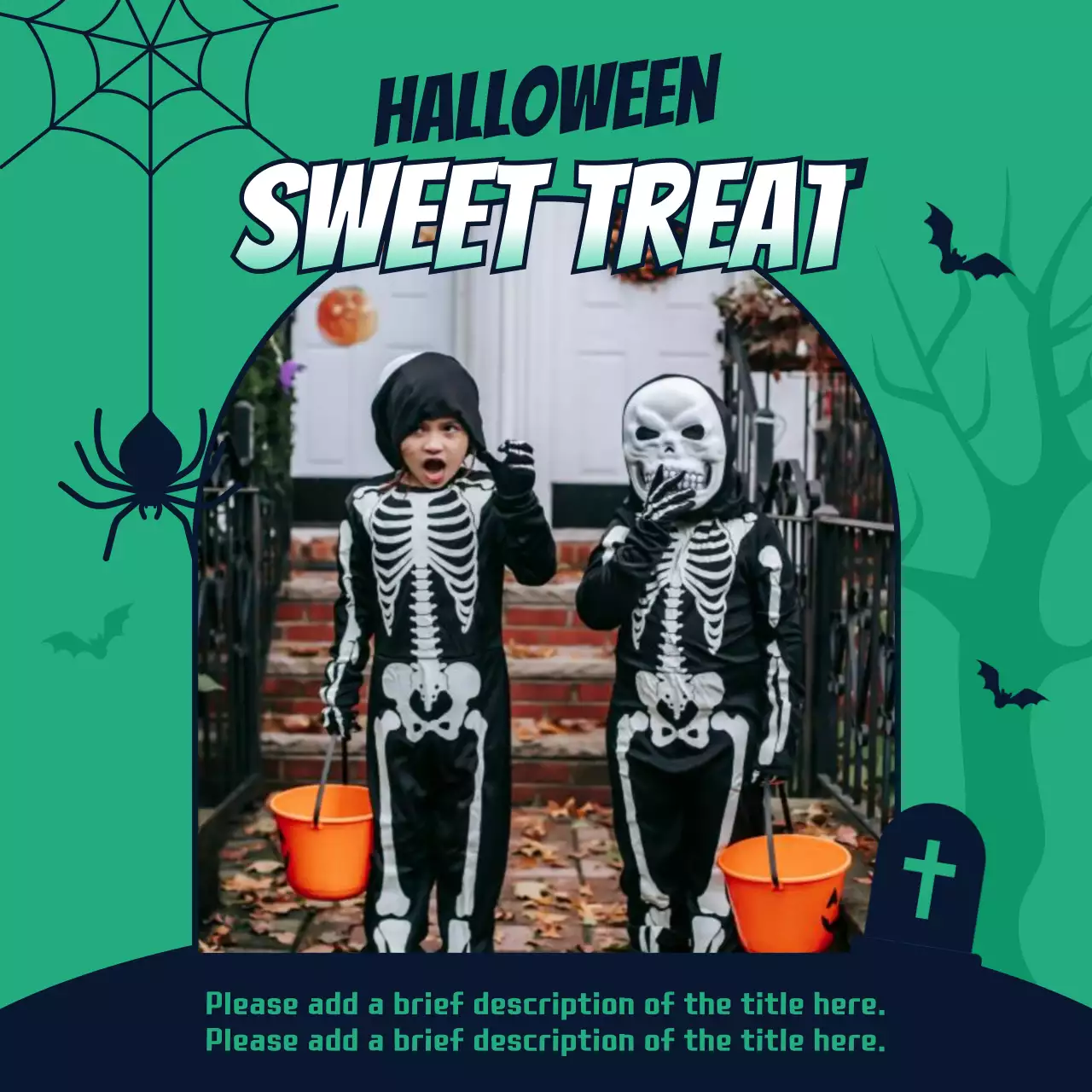 Halloween decorating ideas with two-tone flat shadow illustrations