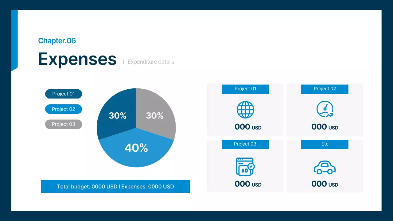 Simple office worker business plan in navy and blue