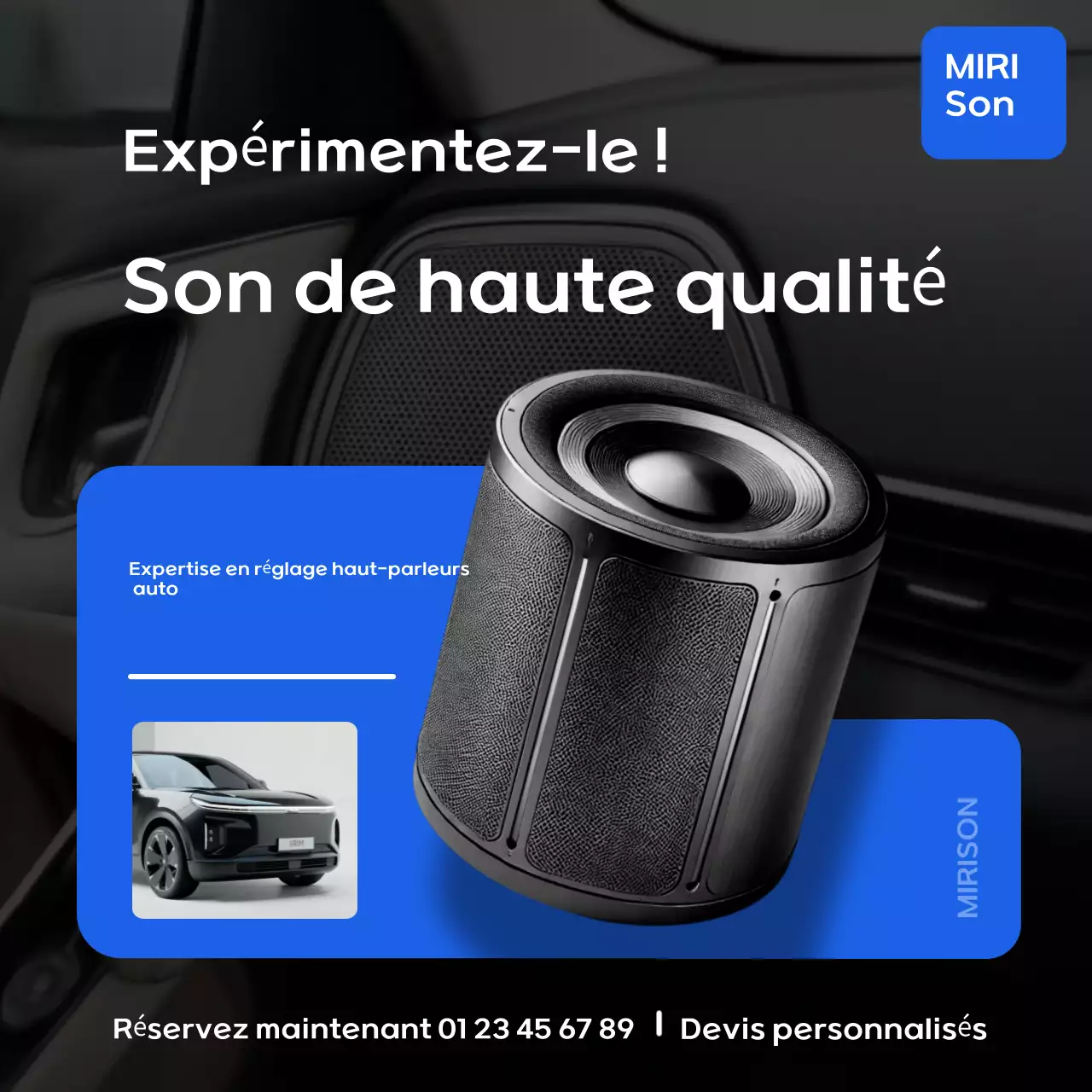 Publicité pour une voiture bleue moderne