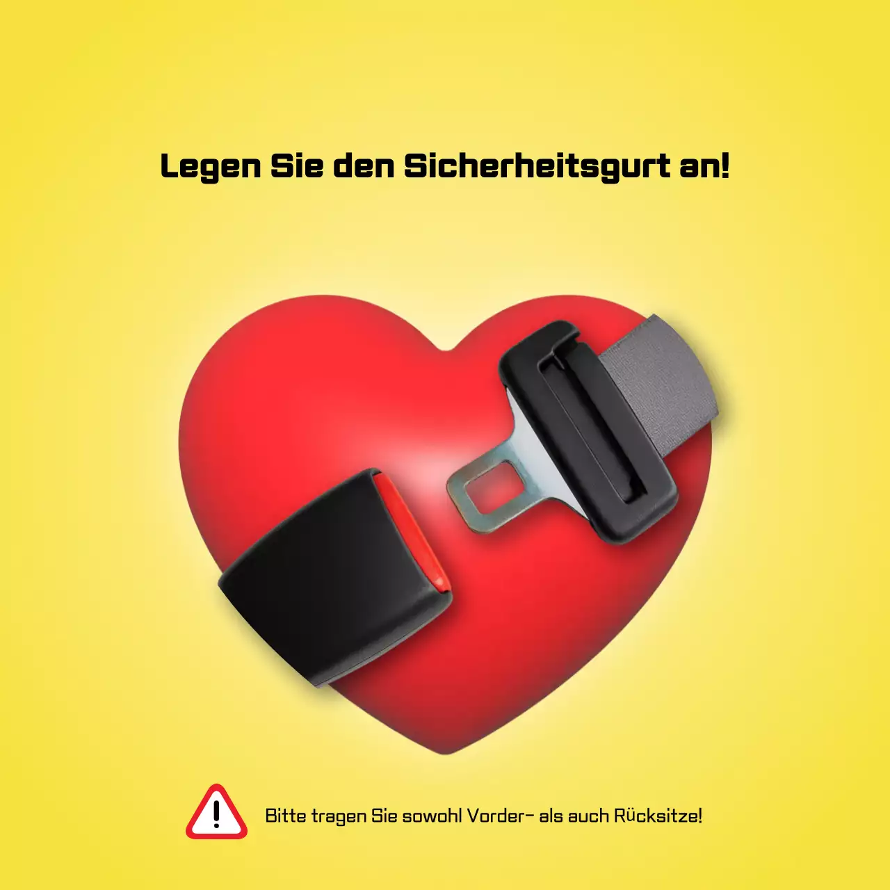 Eine einfache gelb-rote Anleitung zum Sicherheitsgurt im Auto