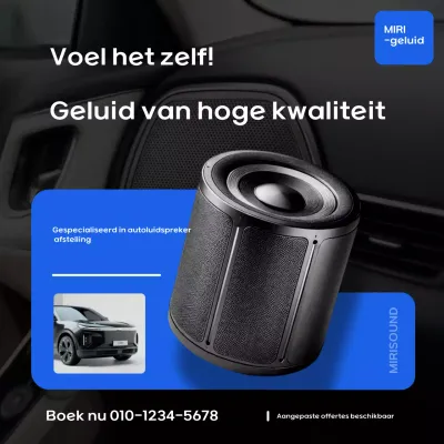 Blauwe moderne auto-advertentie