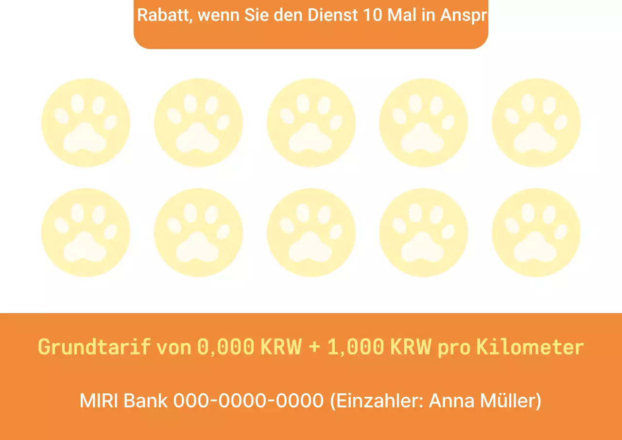 Einfache orange-gelbe Tiertaxi-Werbung