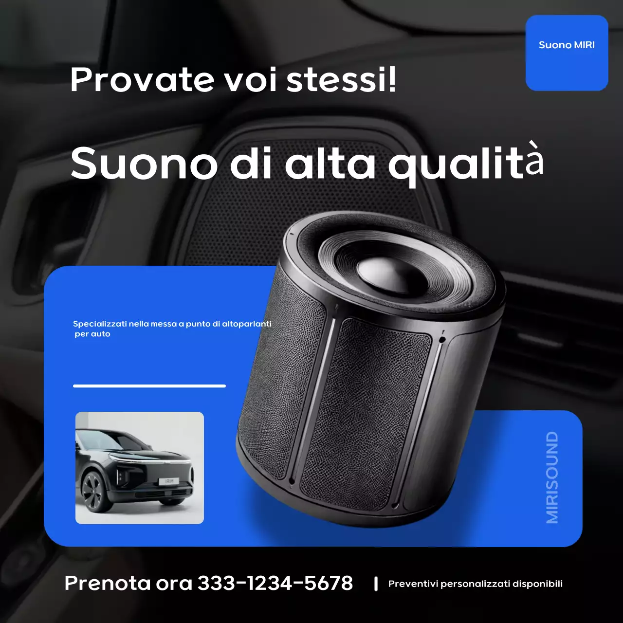 Pubblicità di auto moderna blu