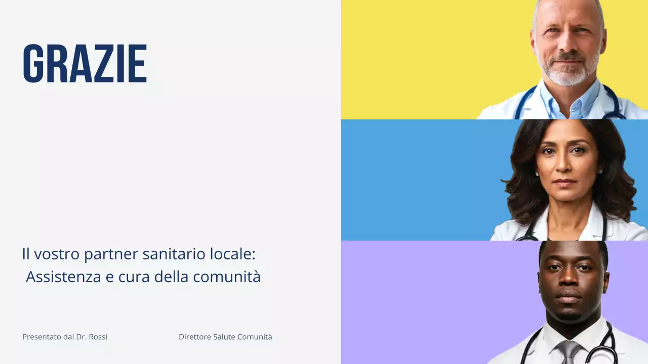 Presentazione moderna e colorata per la promozione dell'assistenza sanitaria