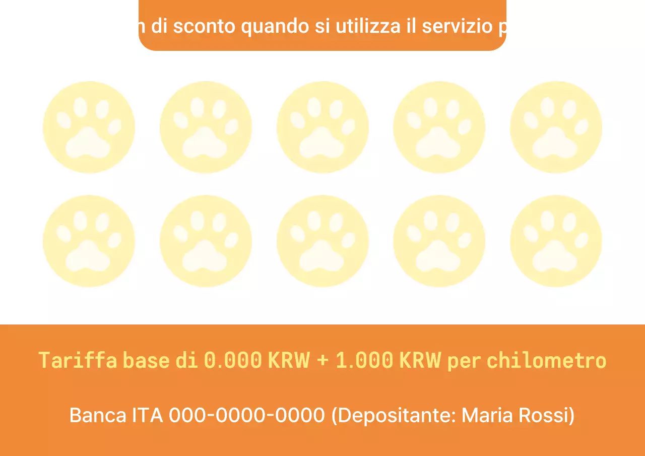Semplice promozione del taxi per animali domestici arancione e giallo