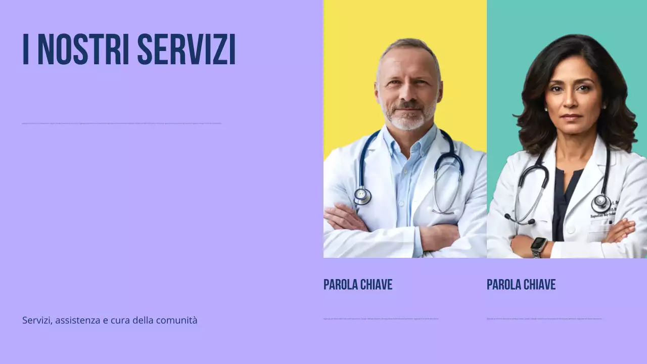 Presentazione moderna e colorata per la promozione dell'assistenza sanitaria