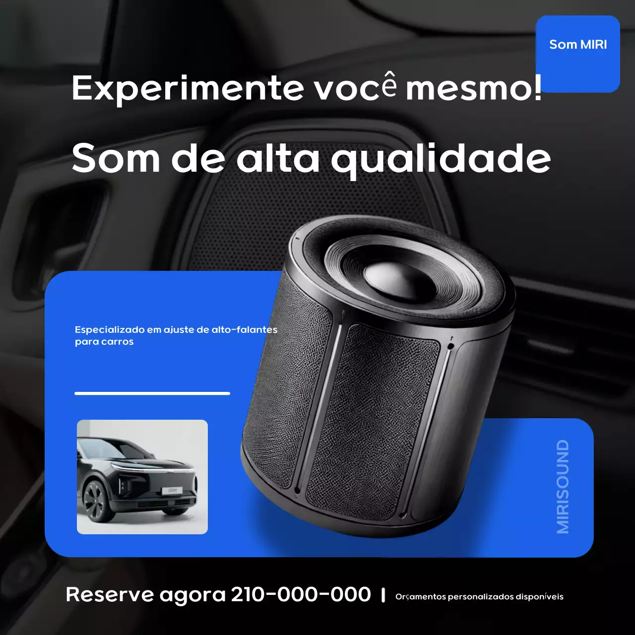 Anúncio de carro moderno azul