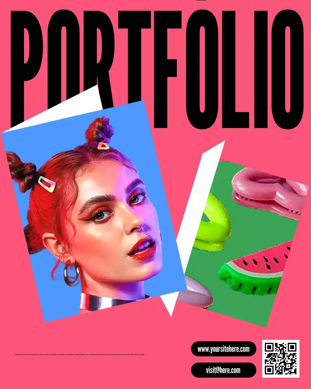 Postagem de promoção de portfólio rosa da moda no Instagram