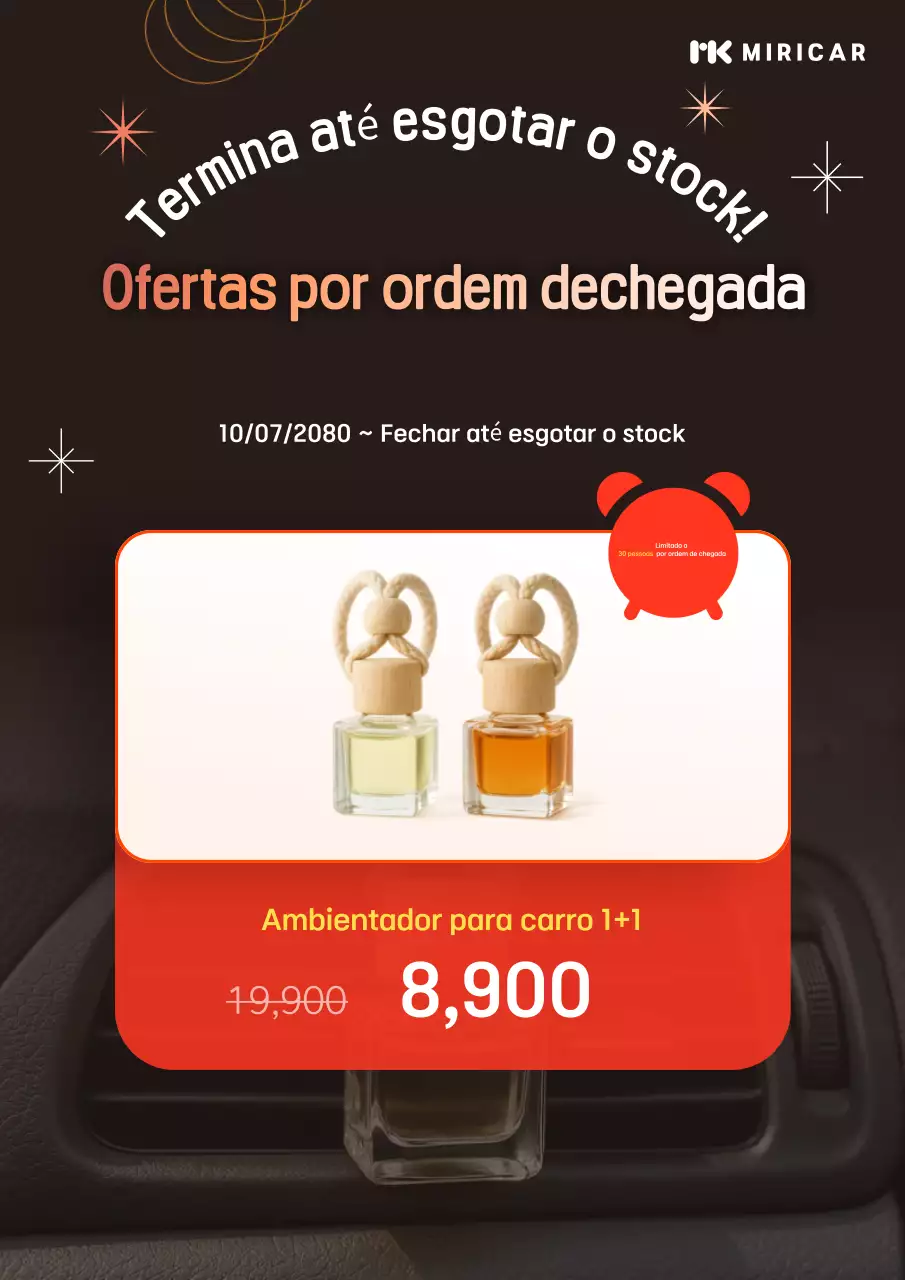 Desconto em ambientador automotivo moderno preto
