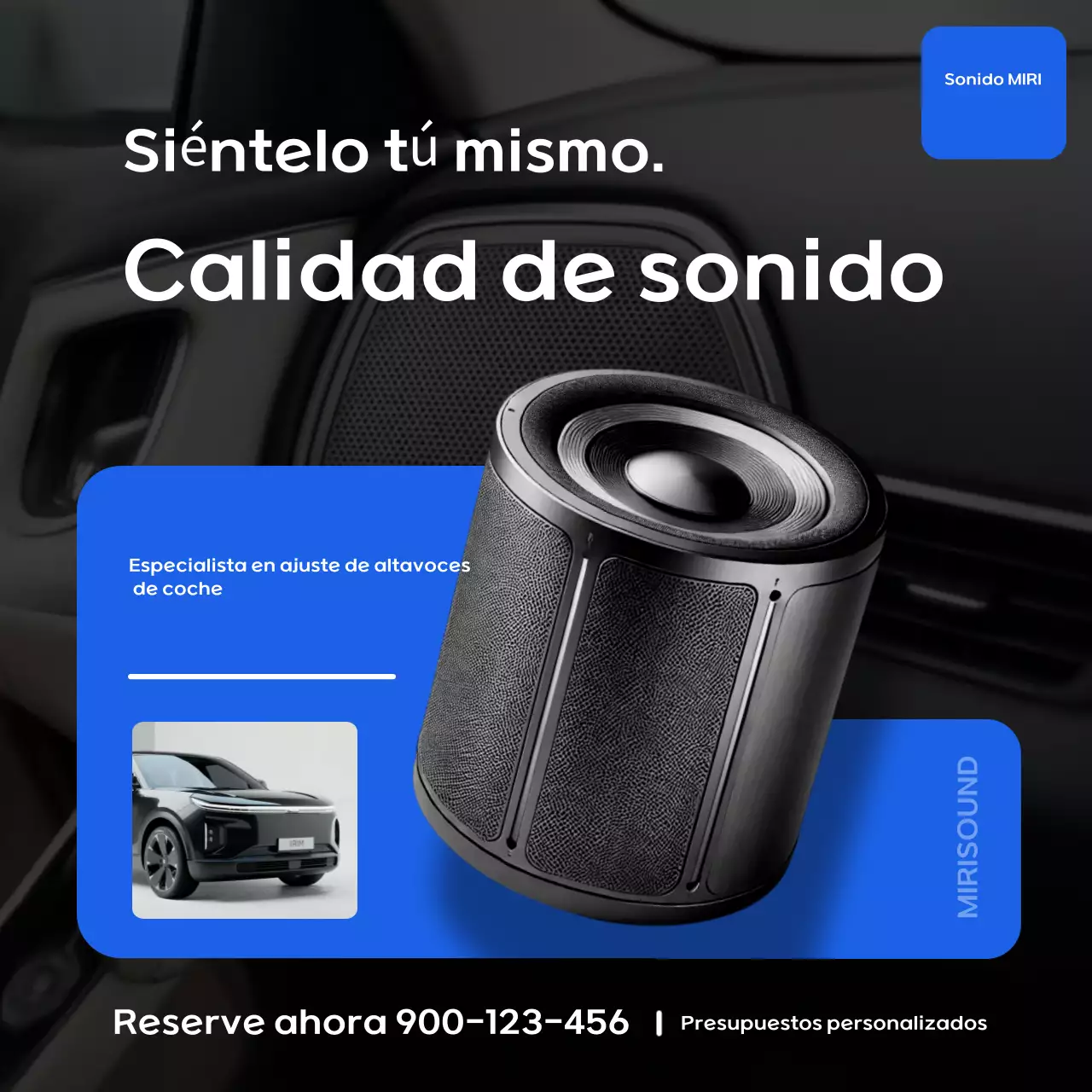 Anuncio de coche moderno azul
