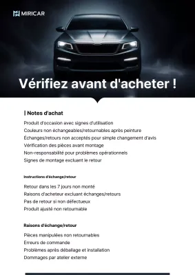 Guide d'achat de pièces détachées automobiles modernes noires