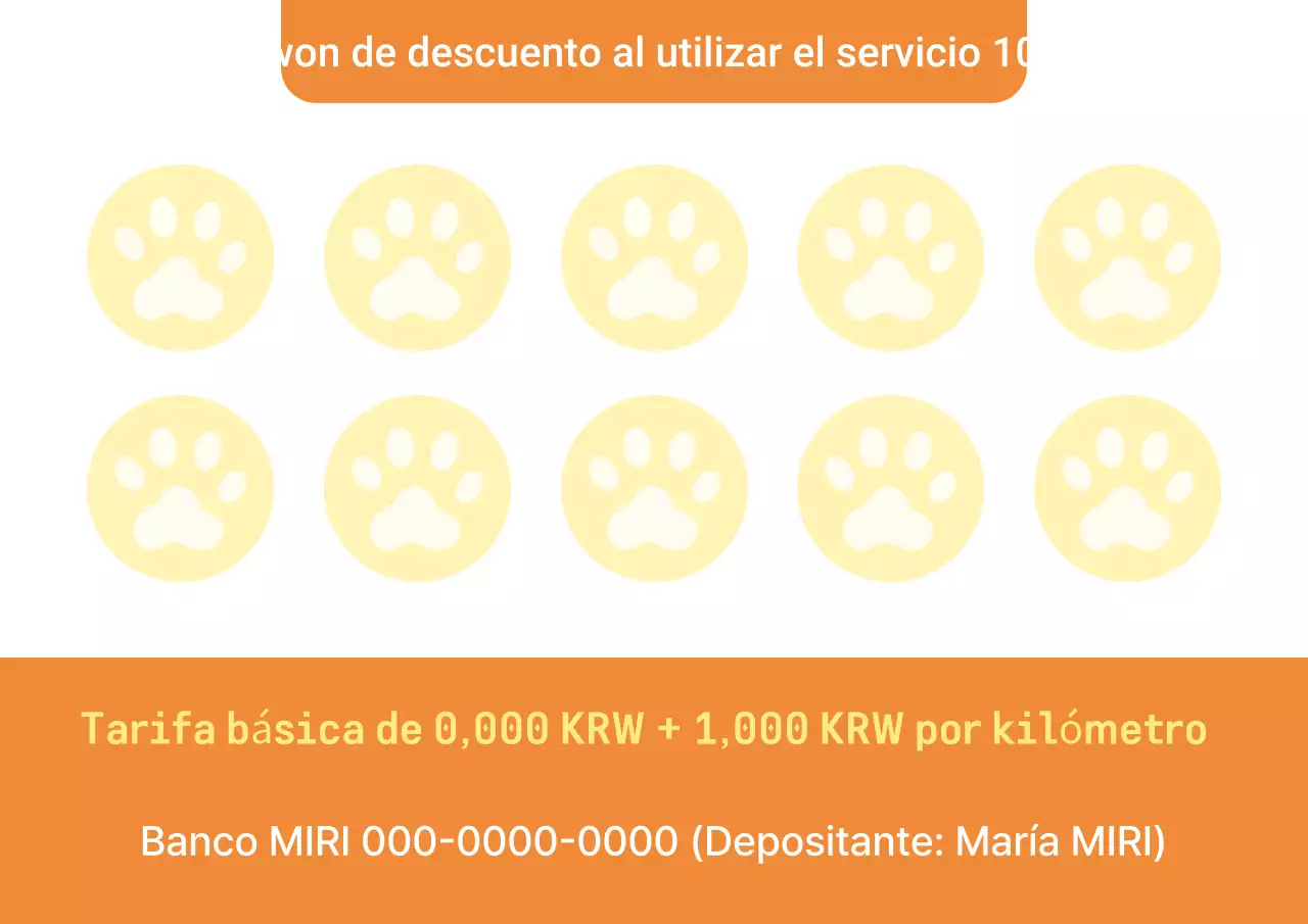 Promoción sencilla de taxi para mascotas de color naranja y amarillo.