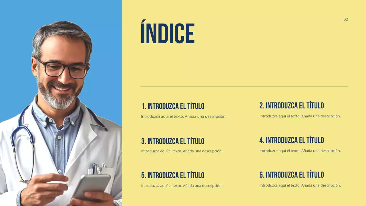 Presentación moderna y colorida de promoción de la atención médica