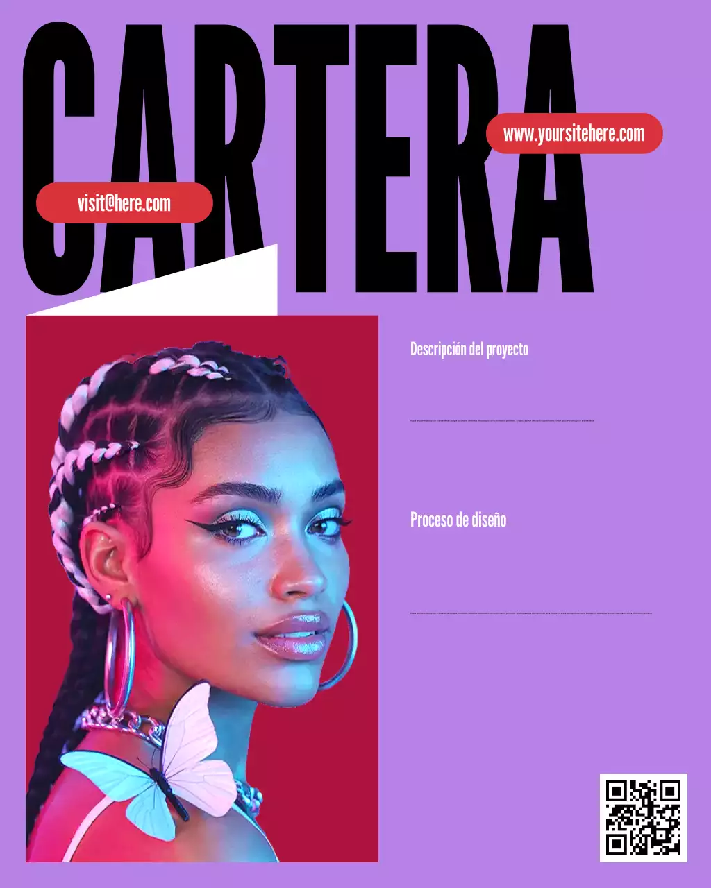 Publicación de Instagram para promocionar un portafolio de moda rosa