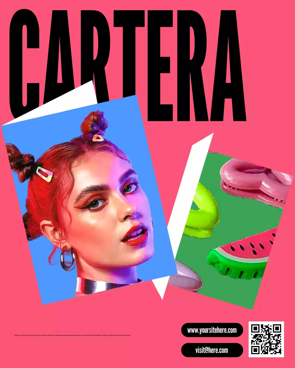 Publicación de Instagram para promocionar un portafolio de moda rosa