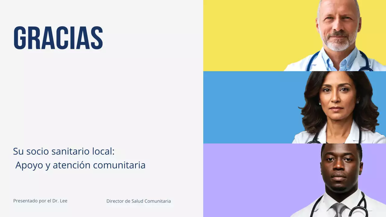 Presentación moderna y colorida de promoción de la atención médica