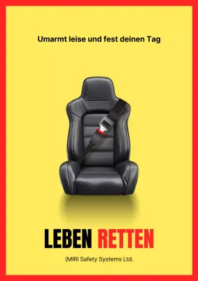 Gelbe moderne Auto-Sicherheitsgurt-Werbung