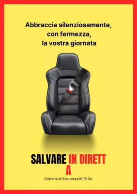 Pubblicità di cinture di sicurezza per auto moderne gialle