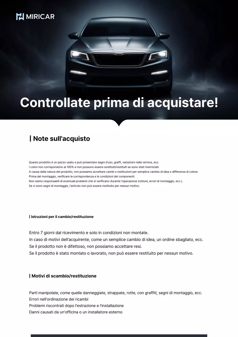 Guida all'acquisto di ricambi per auto moderne nere