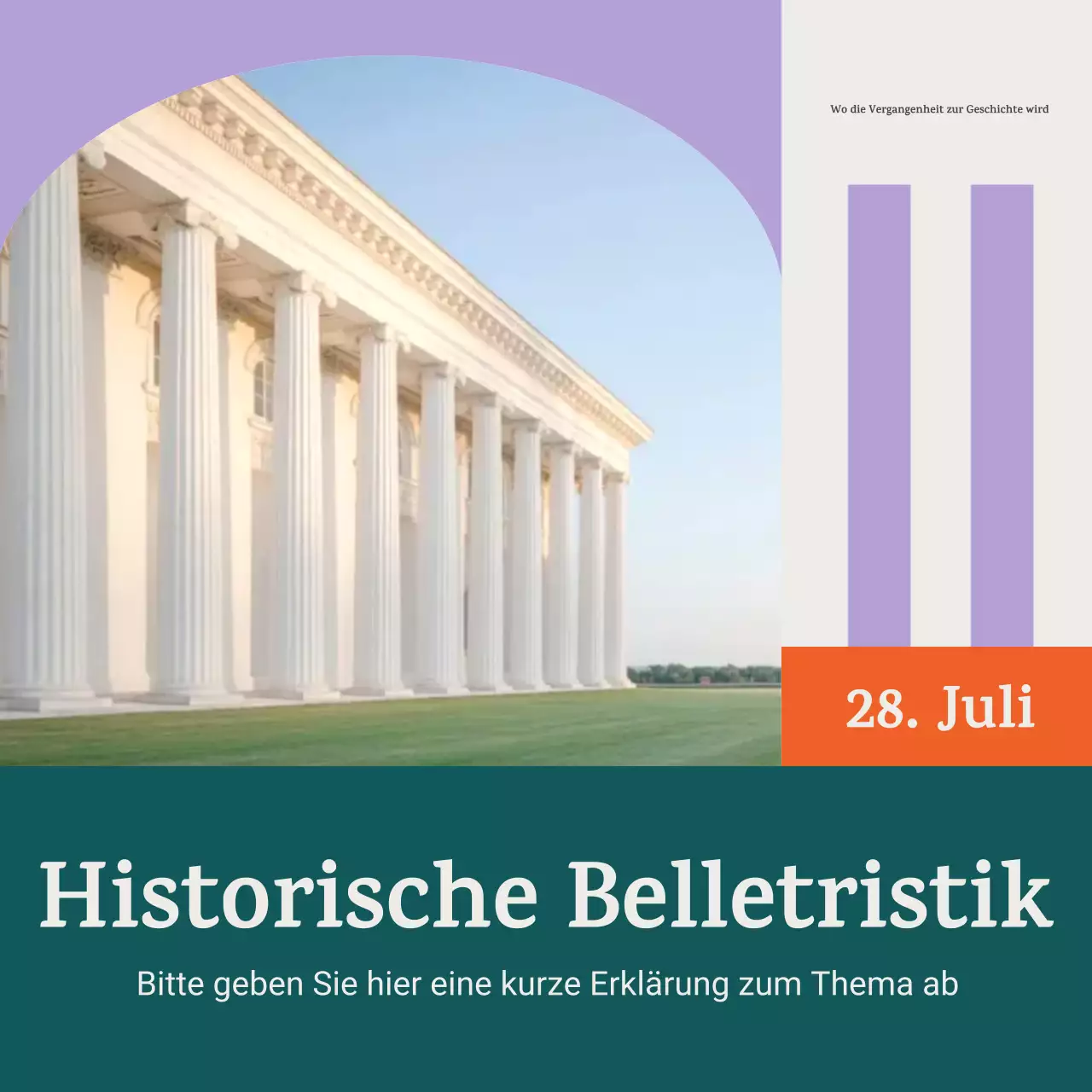 Lilafarbenes Karussell für historische Ereignisankündigungen