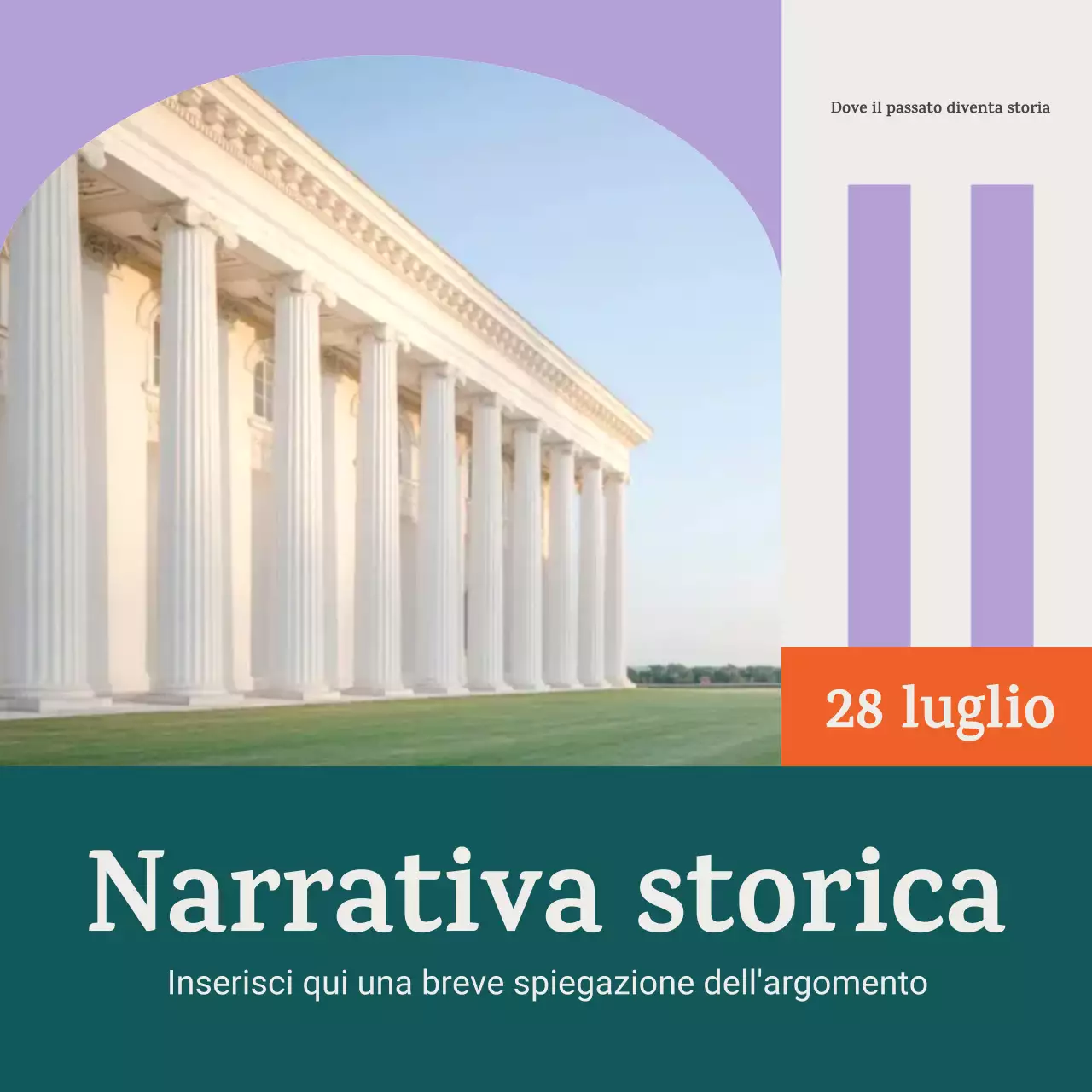 Carosello di annunci di eventi storici classici viola