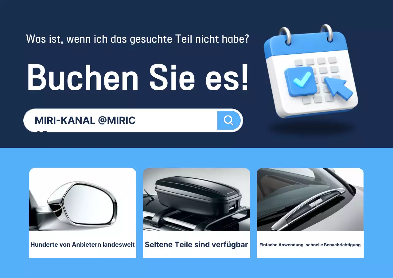 Blue Modern Auto Parts Reservierungsleitfaden