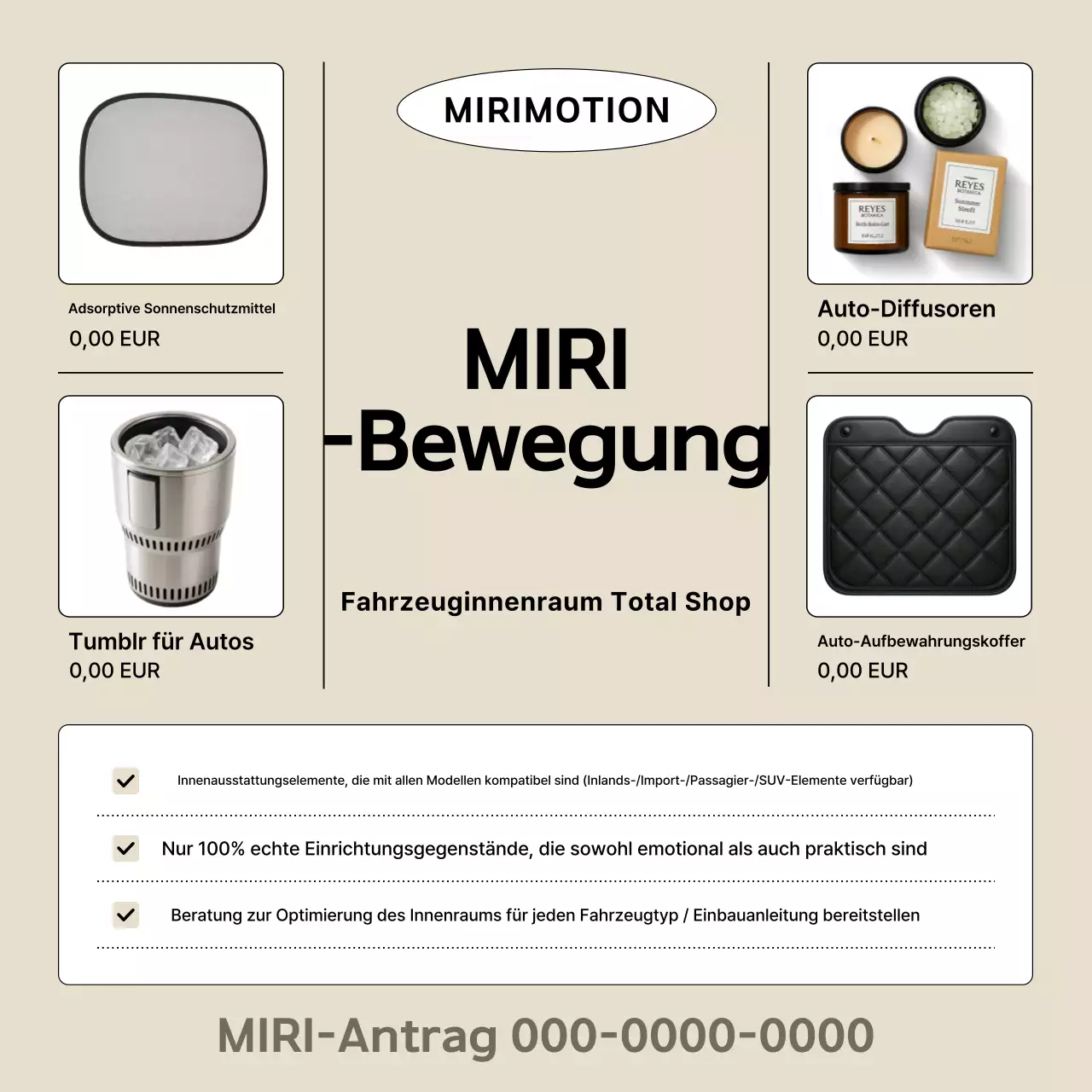 Beigefarbene, moderne Markenwerbung für Autoinnenausstattung