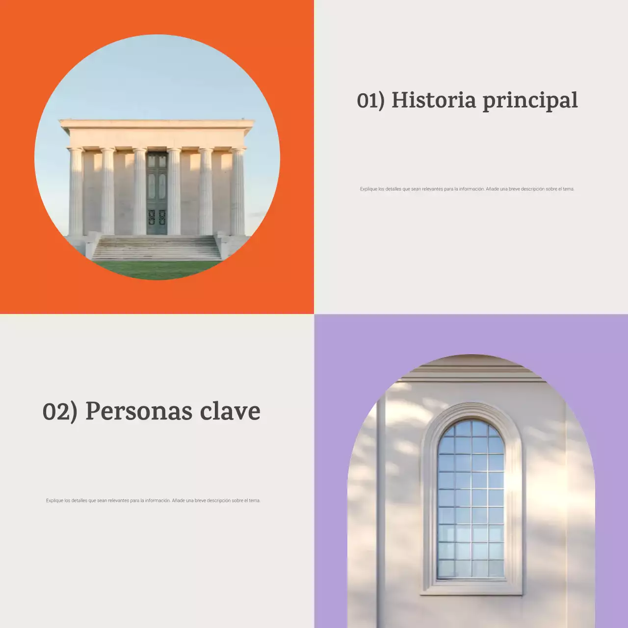 Carrusel de anuncios de eventos históricos clásicos morados