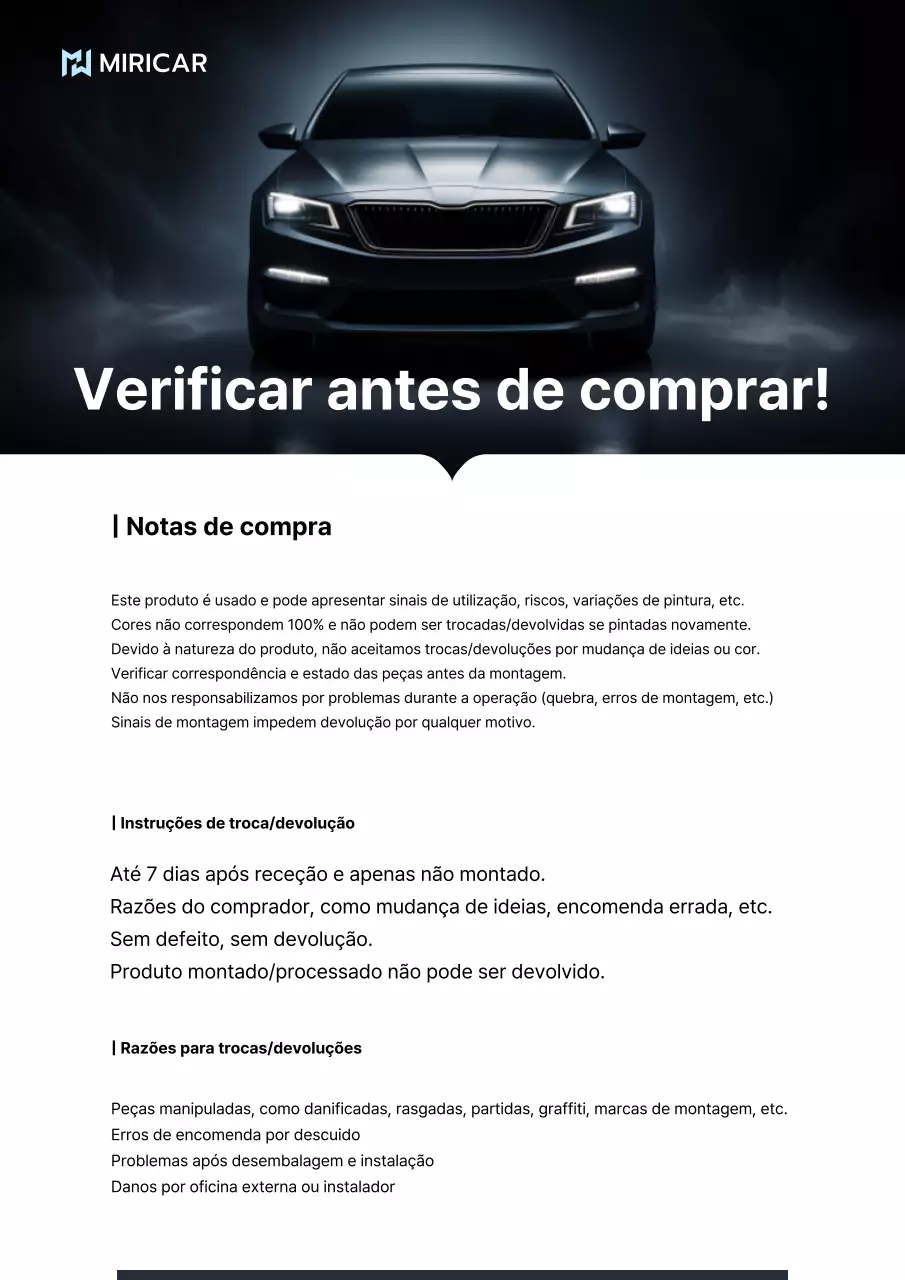 Guia de compra de peças automotivas modernas pretas