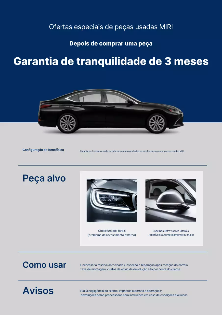 Garantia de Compra de Peças Automotivas Blue Modern
