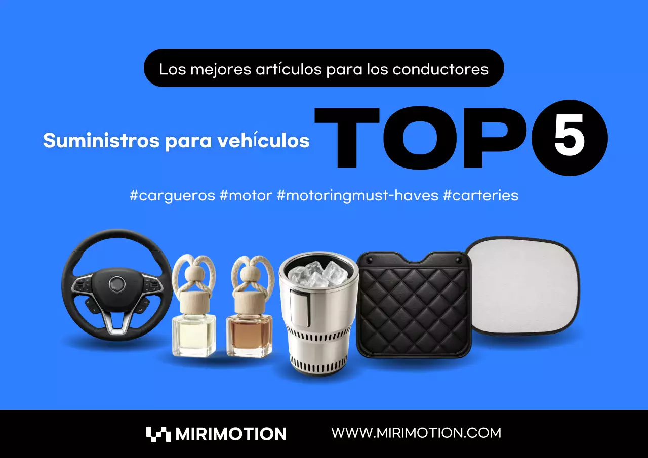 Anuncio de accesorios para coches modernos de color azul