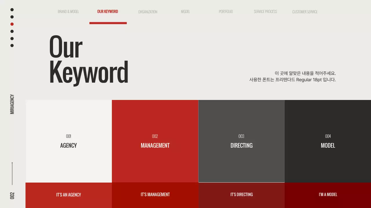 빨강과 흰색의 트렌드한 브랜드 모델 기획서