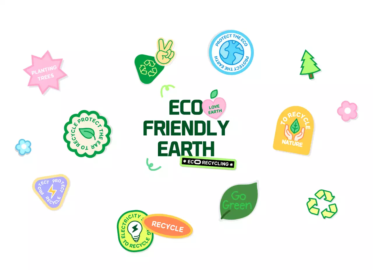 그린컬러의 에코 캠페인의 스티커 컨셉