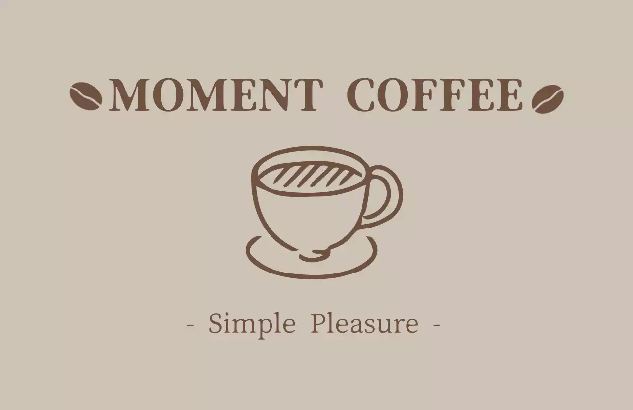 ベージュ シンプル コーヒー ロゴ ロゴカフェイラスト