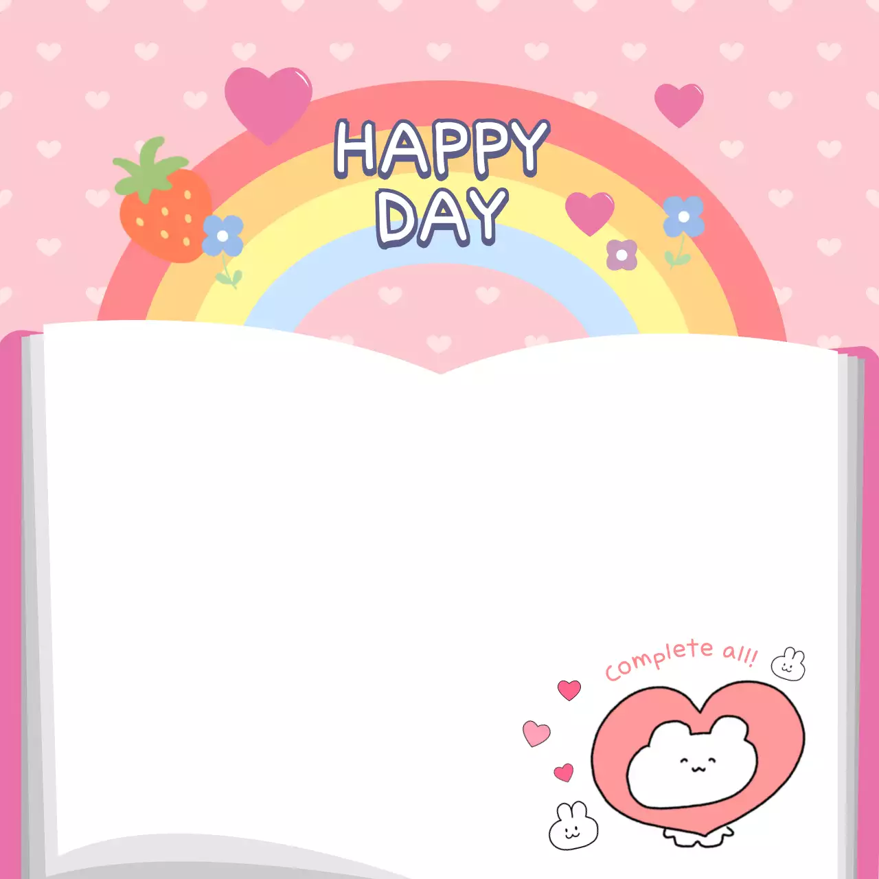 핑크톤의 무지개가 있는 귀엽고 아기자기한 메모장