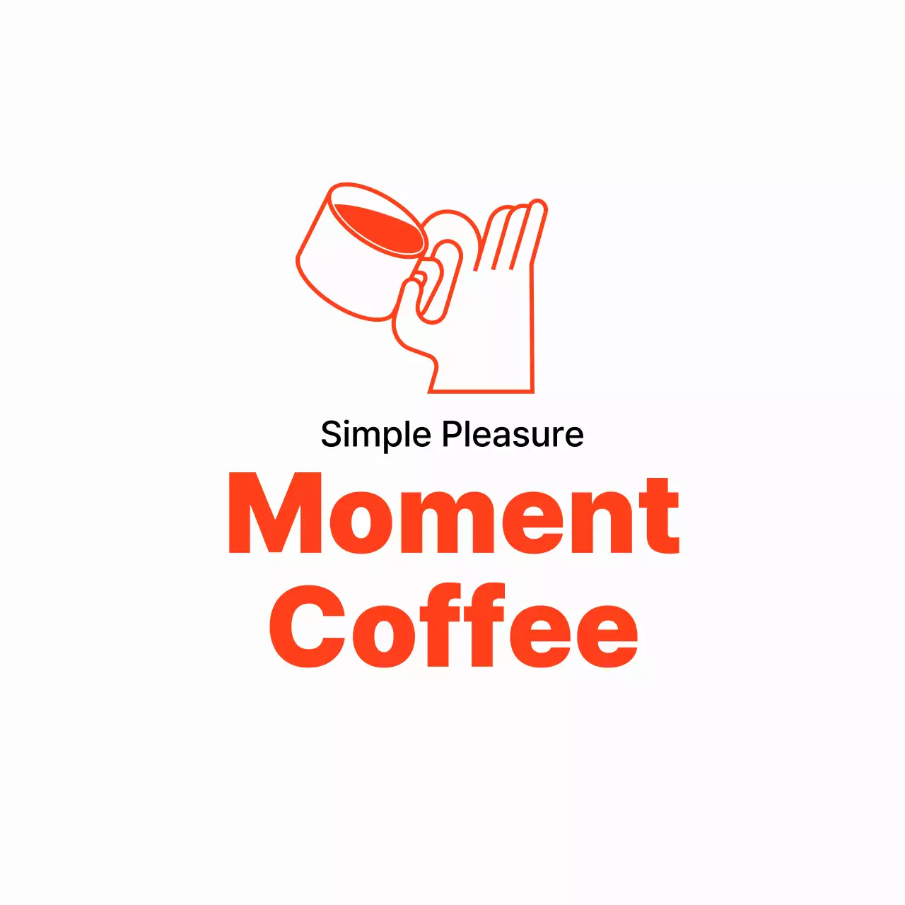 赤 シンプル コーヒー ロゴ ロゴカフェイラスト